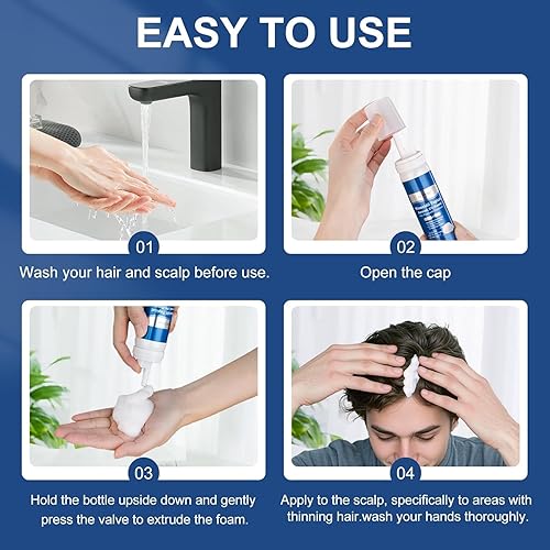 Miniatura 5 de Espuma de minoxidil al 5%, infusión de biotina, unisex, para adultos, tratamiento para el crecimiento del cabello, sin perfume, espuma, 14.77 onzas,