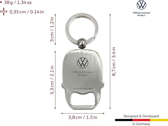 BRISA VW Collection - Volkswagen Keychain Ring Keychain Accessory Keyholder with Bottle Opener in Beetle, T1, T2 Bus Design