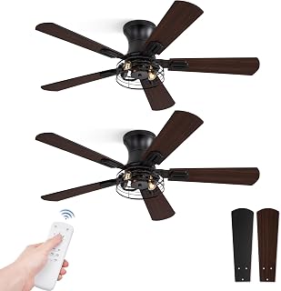 Fanbulous 42 Inch Farmhouse Rustic Caged Ceiling Fan with Lights, 2 Pack