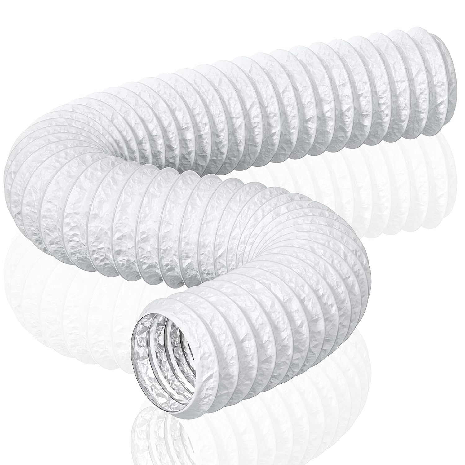 HG Power 150mm Abluftschlauch, 5m Flexibel PVC Alurohr Lüftungsschlauch Schallgedämmter Alu Flex-Schlauch Abluftrohr für Wachstumszelt Trockner Mobile Klimaanlage Abluftventilator, Weiß