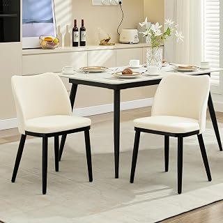 Juego de 2 sillas de comedor de tela de terciopelo, modernas, con asiento acolchado y patas de madera, para cocina, restaurante, color beige