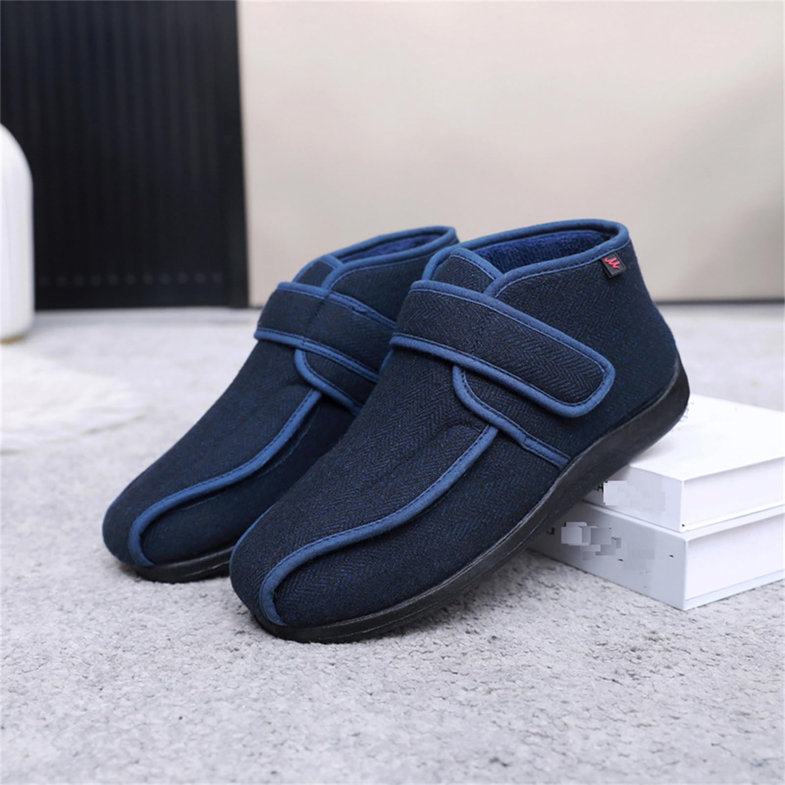 Botas para Diabéticos Hombres Mujeres Zapatillas para Caminar Extra Anchas con Forro De Piel Antideslizantes Cómodas para Personas Mayores con Pies Hinchados