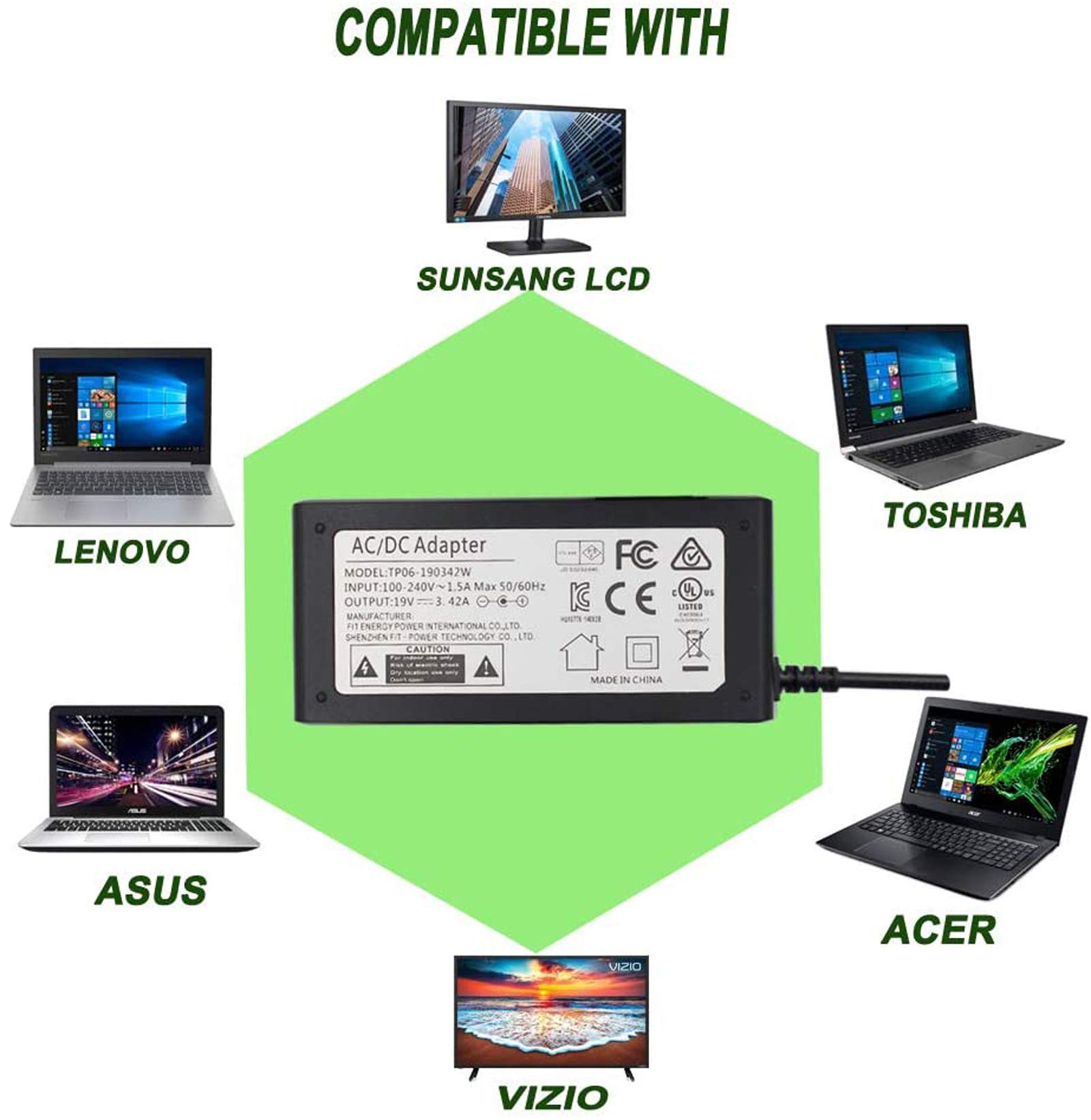 ALIMENTATORI UNIVERSALI PER NOTEBOOK 65W CON 8 TIPS