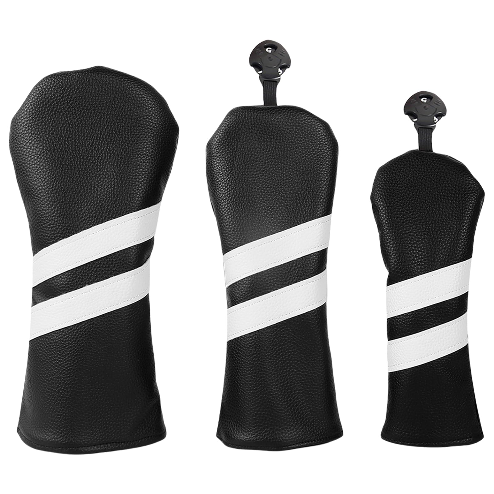 Schlägerhaube, 3 Stück, gestreift, PU-Leder, Golfschlägerhaube, Schlägerhaube für Fahrer und Holz