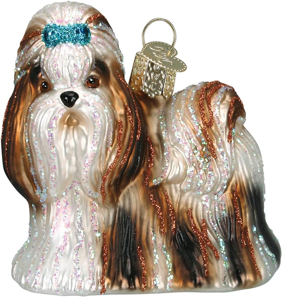 Old World Christmas 12172 Ornaments: Dog Collection Glass Blown Ornaments for Christmas Tree Shih Tzu, Brown