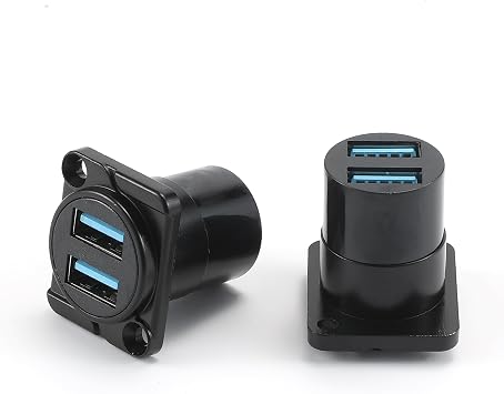 موصلات USB 3.0 مزدوجة من النوع A، 30 قطعة / عبوة، واجهتان أنثى إلى أنثى، وحدة محول بيانات لوحة معدنية على شكل حرف D، حجم التركيب 24 مم، للكمبيوتر الشخصي والماسحات الضوئية والطابعات 30، لوحة معدنية سوداء