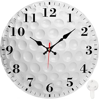 Identiy Golf Ball Texture Round Wall Clock 12 Inch, Silent Non-Ticking Battery Operated, Large Number Display Round Analog Wall Clock Decorative for Bedroom,Bathroom,Office and Kitchen