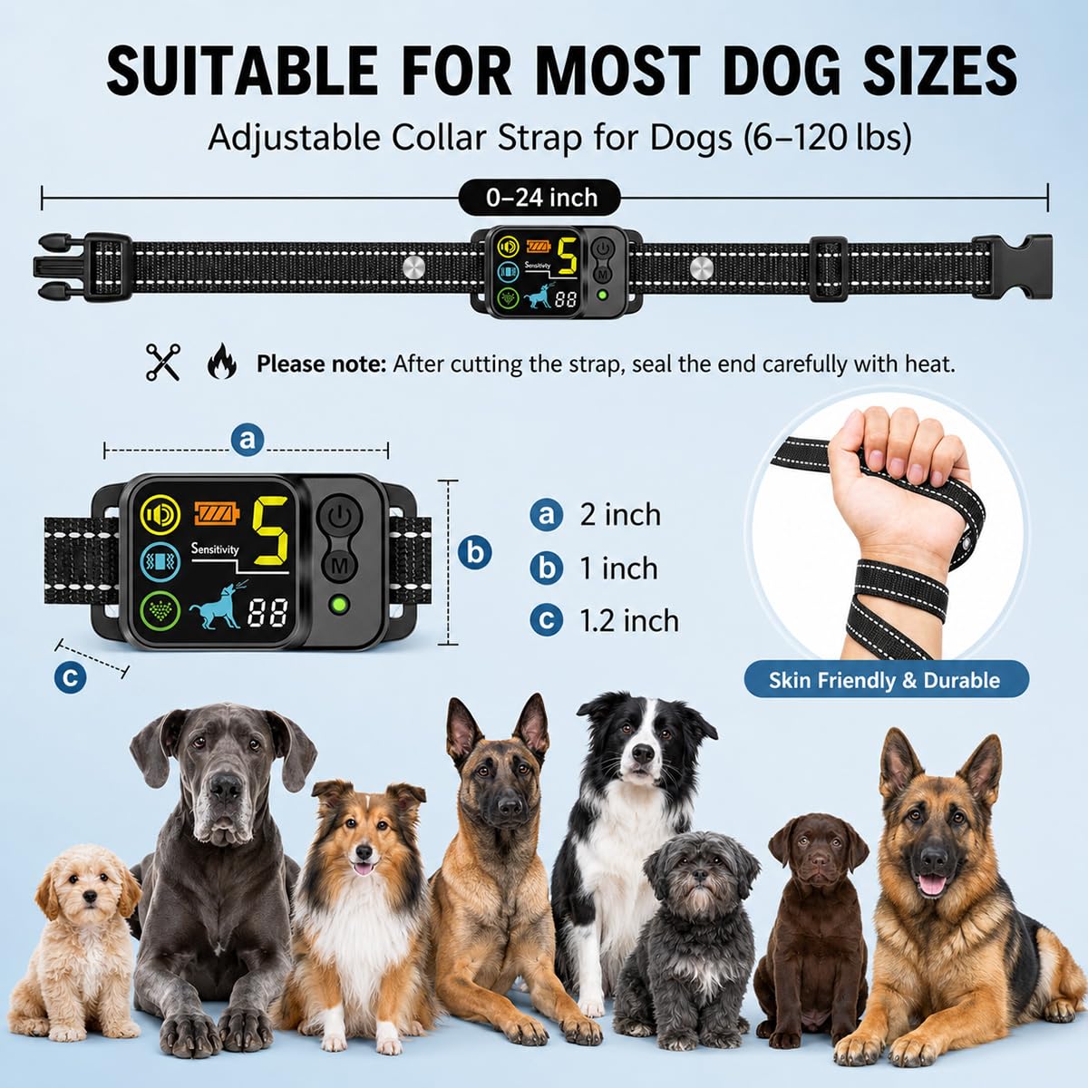 Collar Antiladridos de Citronela, Collar de Adiestramiento por Spray con 5 Sensibilidades & 5 Modos (Pitido+Vibración+Spray), Parada Auto de Ladridos para Perros de Tamaño Pequeño, Mediano y Grande