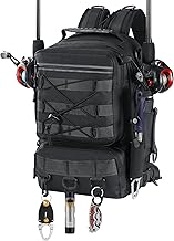 MoKo Fishing Backpack Harness Bag with Fishing Rod Holder and Equipment, Black, Sporty
