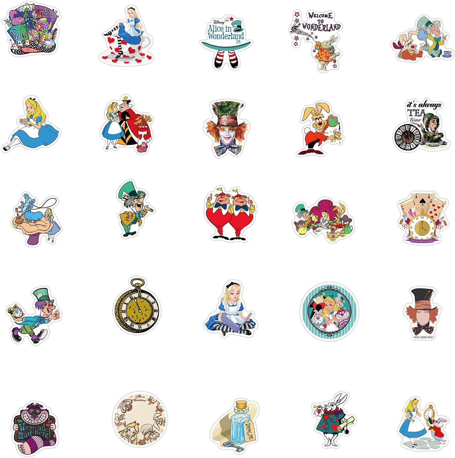 50PCS Funny Cartoon Alice in Wonderland Waterproof Sticker for Water Bottles Cartoon Characters Stickers for Kids, Toddlers, Teens, Girls, Adults (Alice) image 2