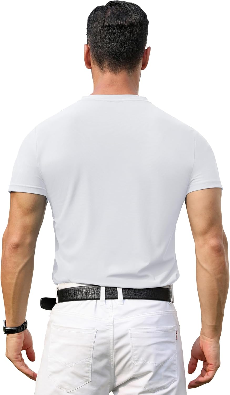 PEGENO Men's Henley Shirts Short Sleeve Moisture Wicking Quick Dry Casual Workout Athletic Golf Shirts - Image 2