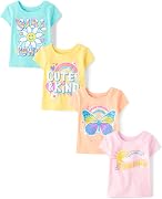 The Children's Place Baby Girls' and Toddler Unicorns,Butterflies,Trends Short Sleeve Graphic T-Shirts,4 Pack