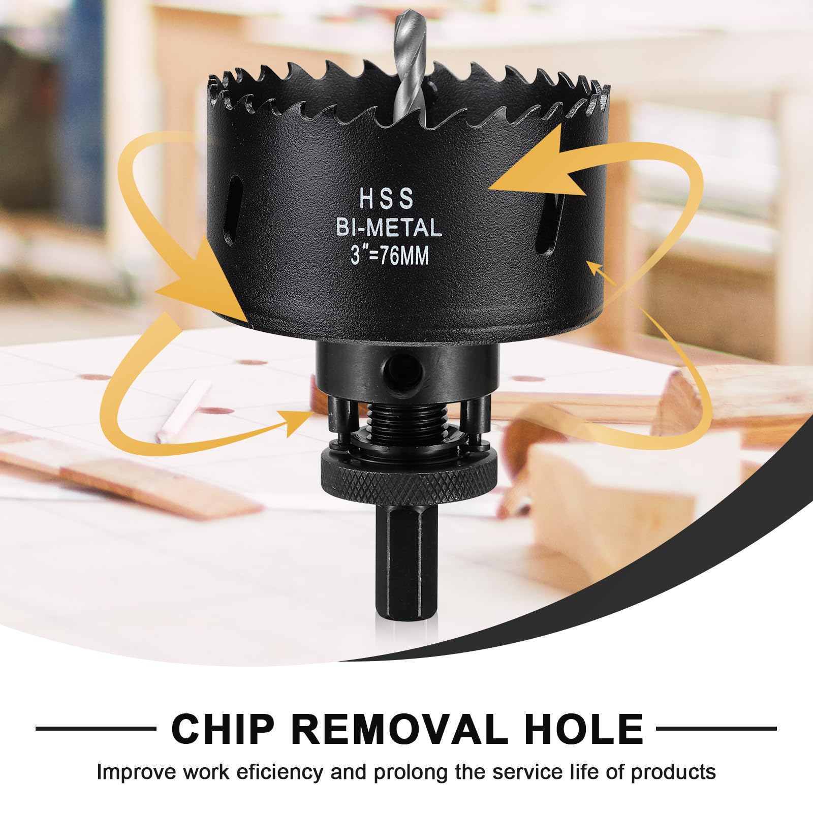 Seghe a tazza da 76 mm per metallo e legno, 3 pollici HSS bimetallo, taglio rotondo con profondità di taglio di 40 mm, per acciaio, ferro, alluminio, soffitti, cartongesso e cartongesso