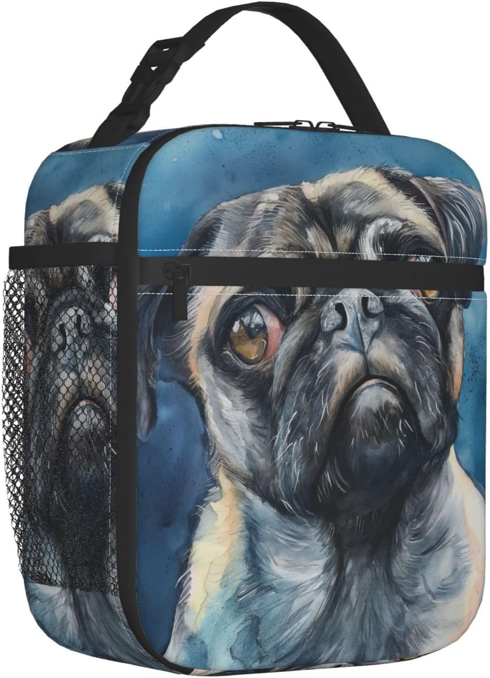 Lunch Box for Women Men, Pug Dog Theme Insulated Lunch Box Reusable Portable Lunch Bag Cooler Tote Waterproof Lunch Container for Office Picnic Work Travel Hiking - Image 2