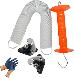 2 Set 24 ft Electric Fence Gate Handle Kit with Heavy Duty Tension Spring & 3-Way Anchor - Expandable Spring Loaded System for Livestock Farm Ranch Fencing