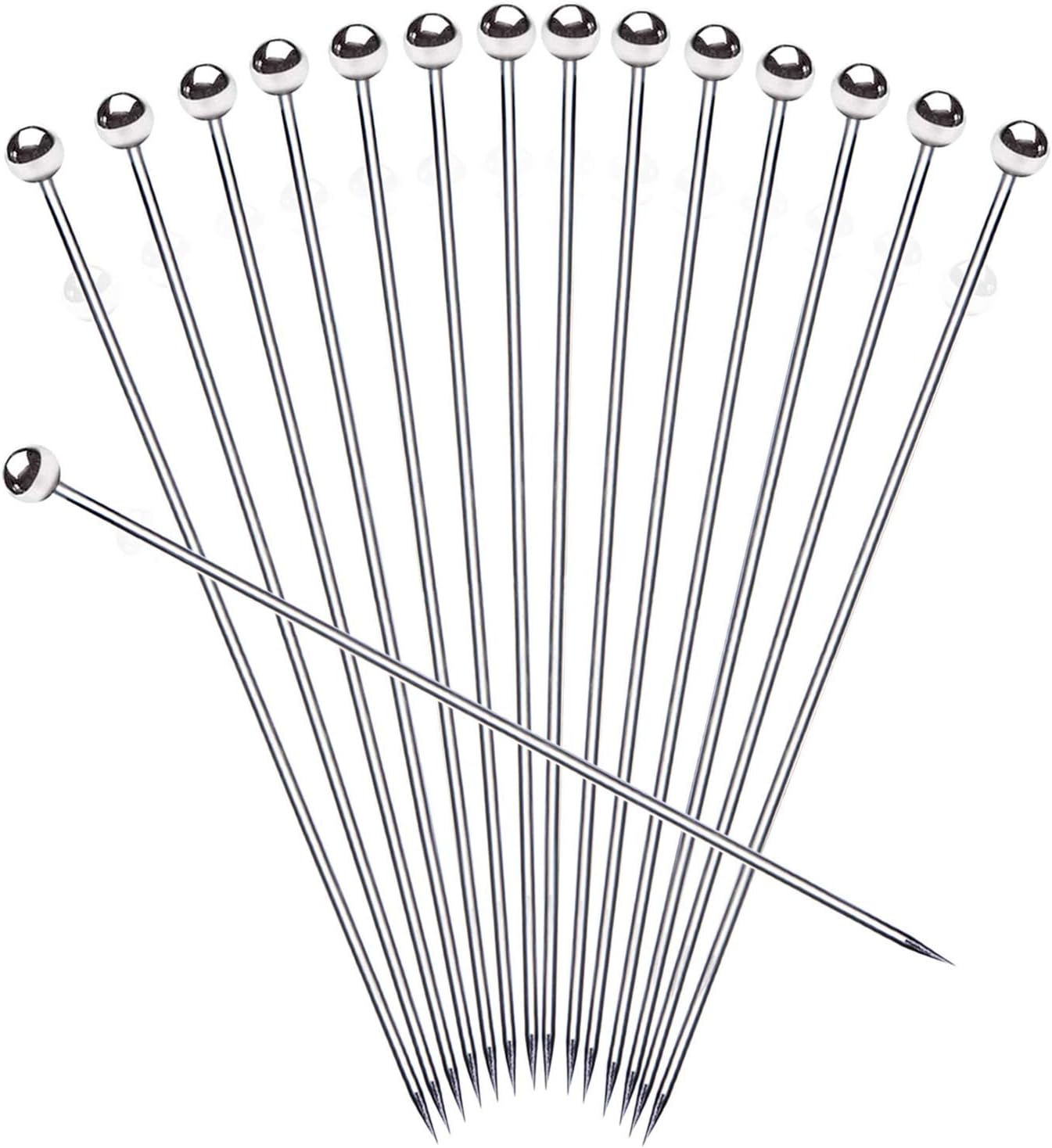 SOGEWO 6" Stainless Steel Cocktail Picks, Reusable Metal Toothpick, Martini Toothpicks for Olives, Fruit Stick Toothpicks, Appetizers Sandwich Fruit Picks (6Inch, Set of 15)