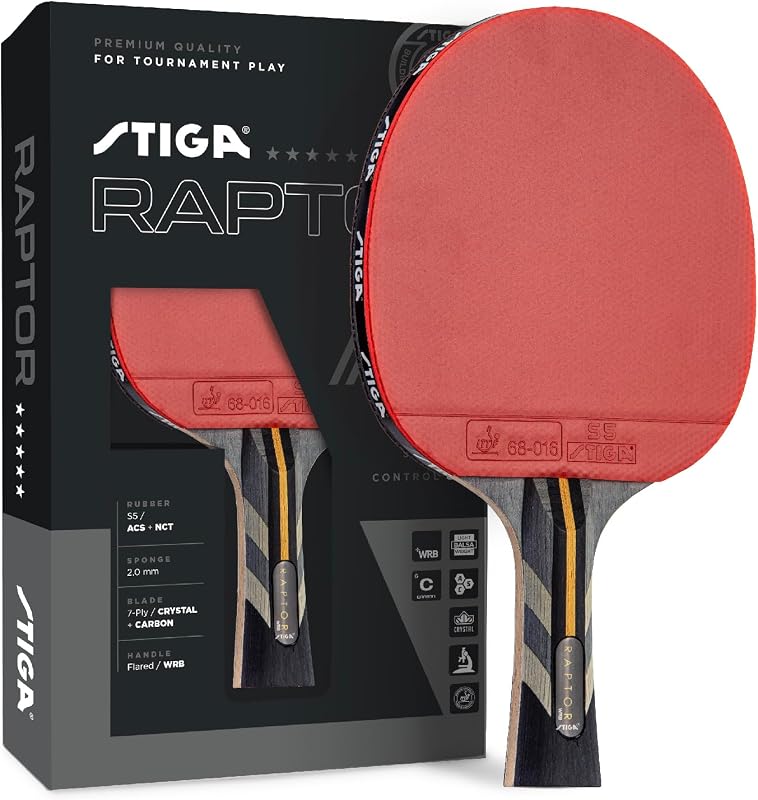 Pro Carbon + Raptor Performance-Level Table Tennis Rackets with Carbon Technology for Tournament Play - 7-ply Blade with Flared Handles - 2mm Sponge for Enhanced Control and Speed