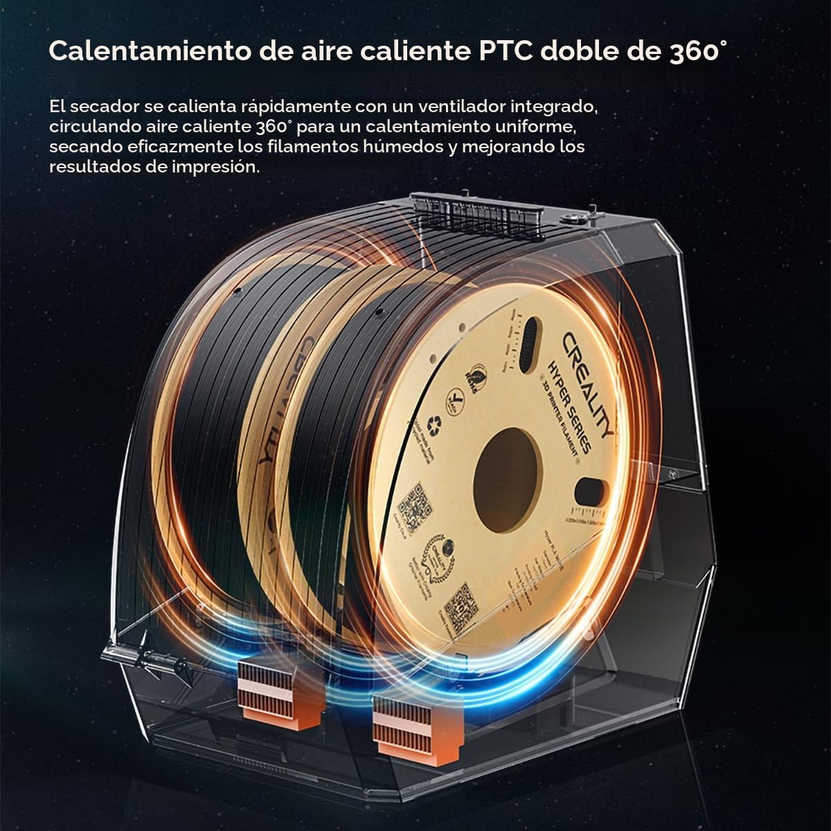 Creality Space Pi Filamento Secador Plus, 2 Rollos Caja Secadora de Filamento para Impresora 3D, Caja de Almacenamiento Deshidratador de Filamento para Material PLA PETG ABS TPU de 1,75/2,85 mm