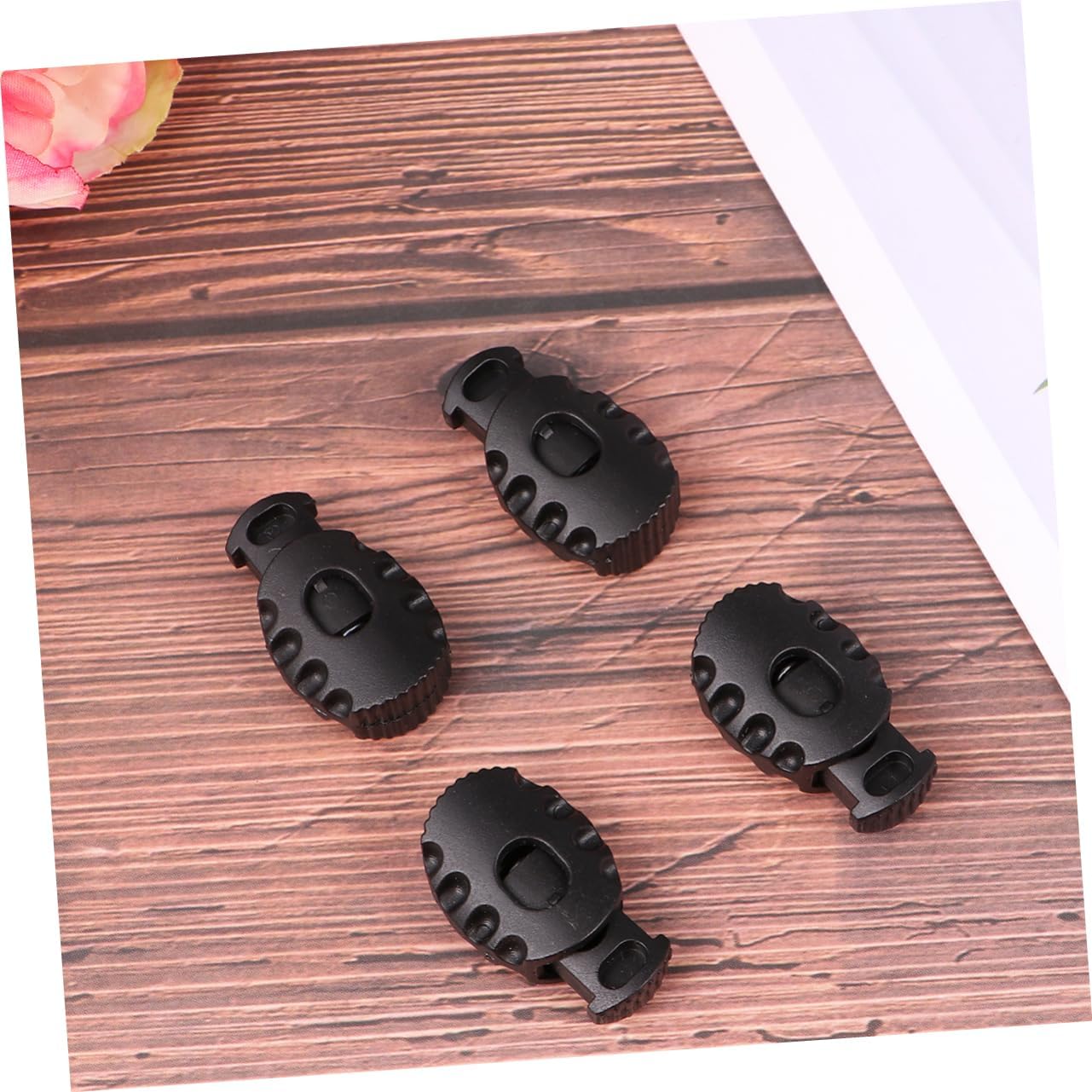 50pcs Elastic Drawstring Rope Cord Locks Clip Ends Black Plastic Toggle Spring Loaded for Camping Hiking