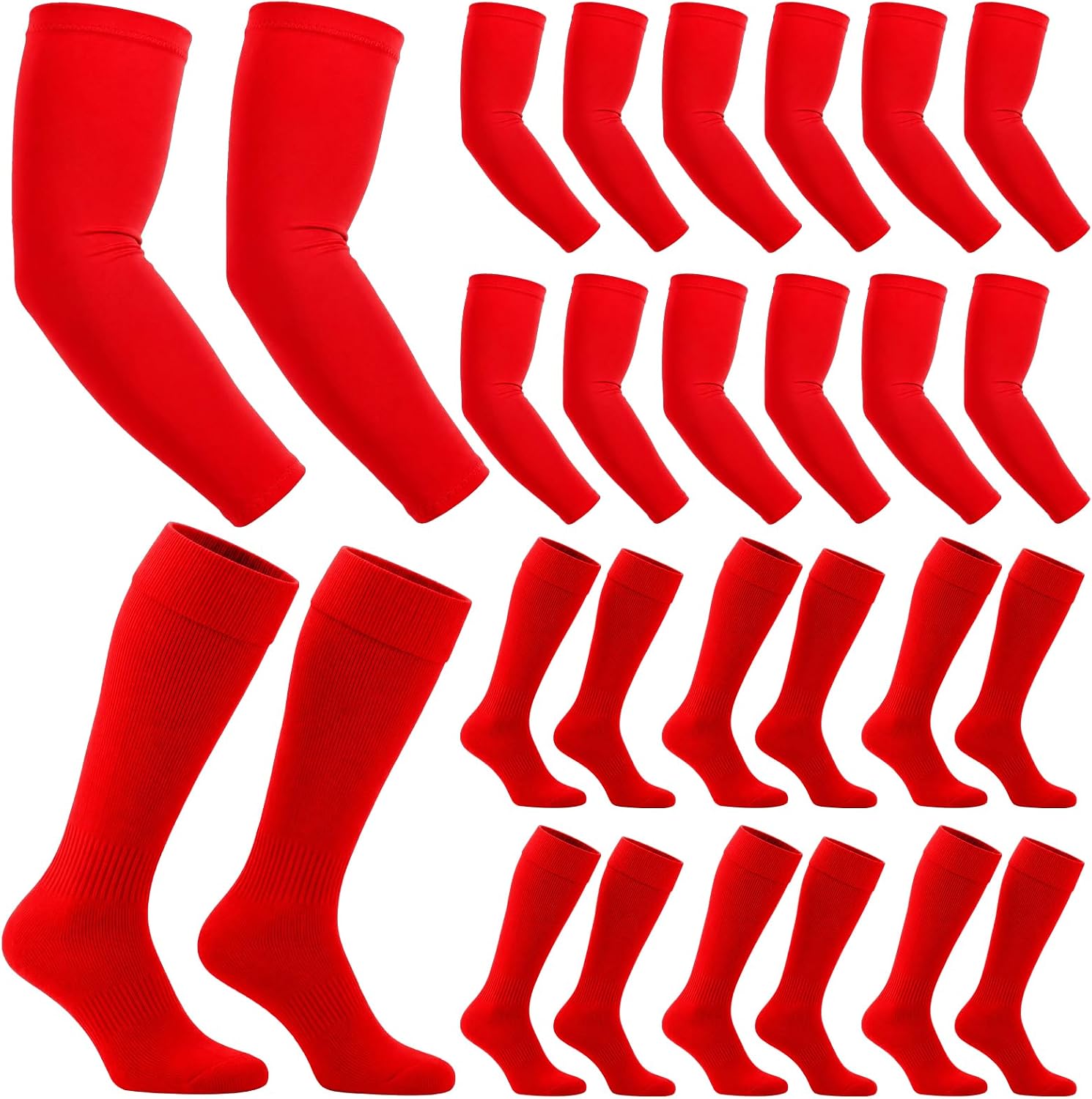 12 Pairs Soccer Socks Arm Sleeves Youth Sport Protection