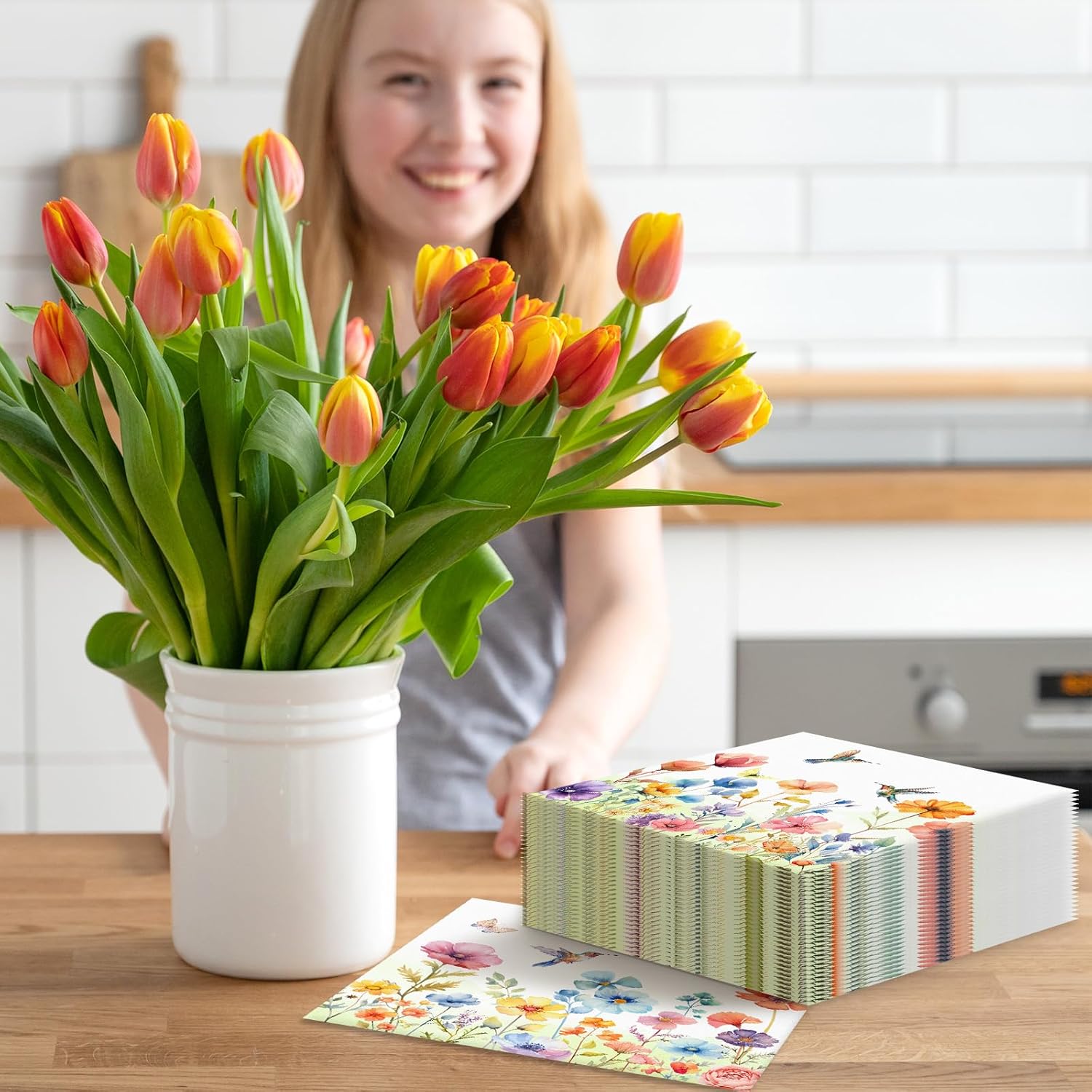 Spring Floral Napkins Disposable 50 Pieces - Wildflower Cocktail Napkins for Party, Summer Gatherings Decorations - Image 6