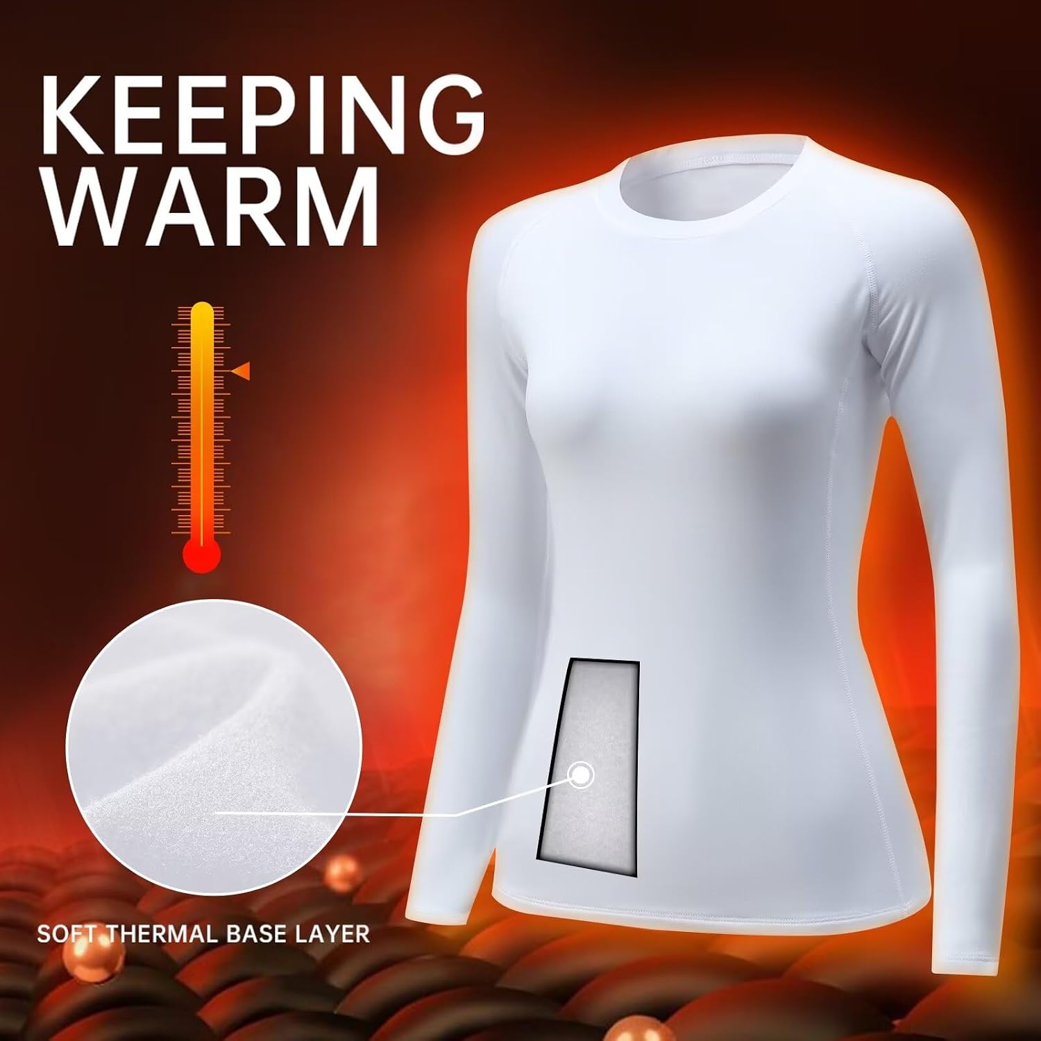 Thermal Tops for Women Cold Weather Skiing Base Layer Women Long Sleeve Shirt Workout Running Athletic Undershirt