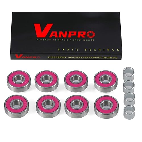 Vanpro 608RS - Juego de rodamientos de patineta eléctrica, rodamientos de patinaje (rojo rosa nieve, paquete de 8)