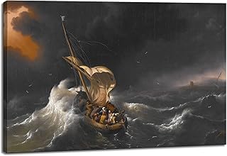 Canvas Print Wall Art - Christ in The Storm on The Sea of Galilee, 1695 by Ludolf Bakhuizen - 36x24 inches