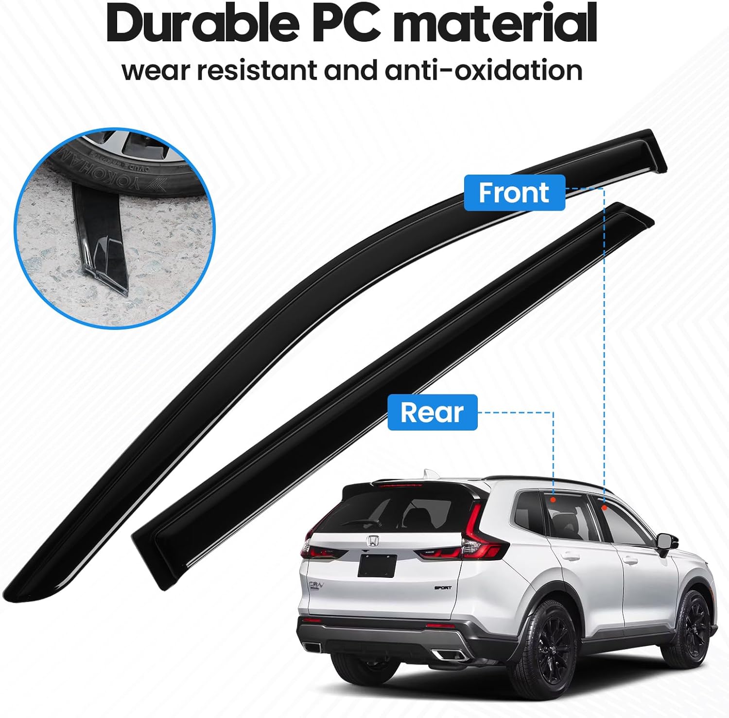 CRV Rain Guard - Window Visors for for Honda CR-V CRV 2023-2025 2026, Out-Channel Side Window Rain Guards for CRV Accessories, 4PCS, Black, Car Accessories