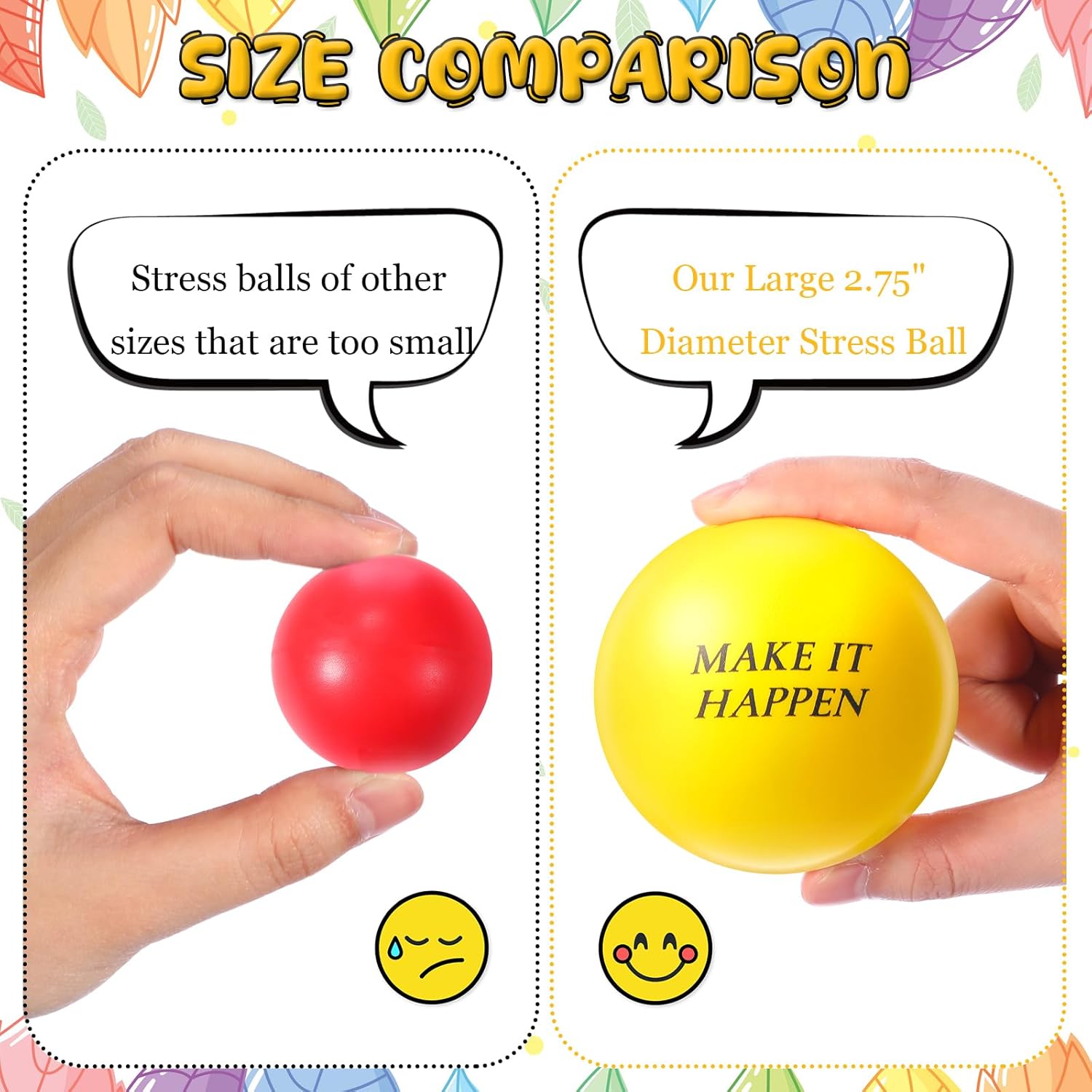 Sotiff 30 Pcs Motivational Stress Ball Bulk 2.75 Inch Colorful Foam Inspirational Relief Quotes Stress Balls Employee Appreciation Gift Large Relief Anxiety Toys for Adult Coworker(Classical)