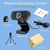 Vista 5 de 1080p Webcam with Microphone, USB Web Camera 110-Degree View Angle Computer Camera,Webcam Tripod/Privacy Cover included,Plug and Play Web Cam for pc