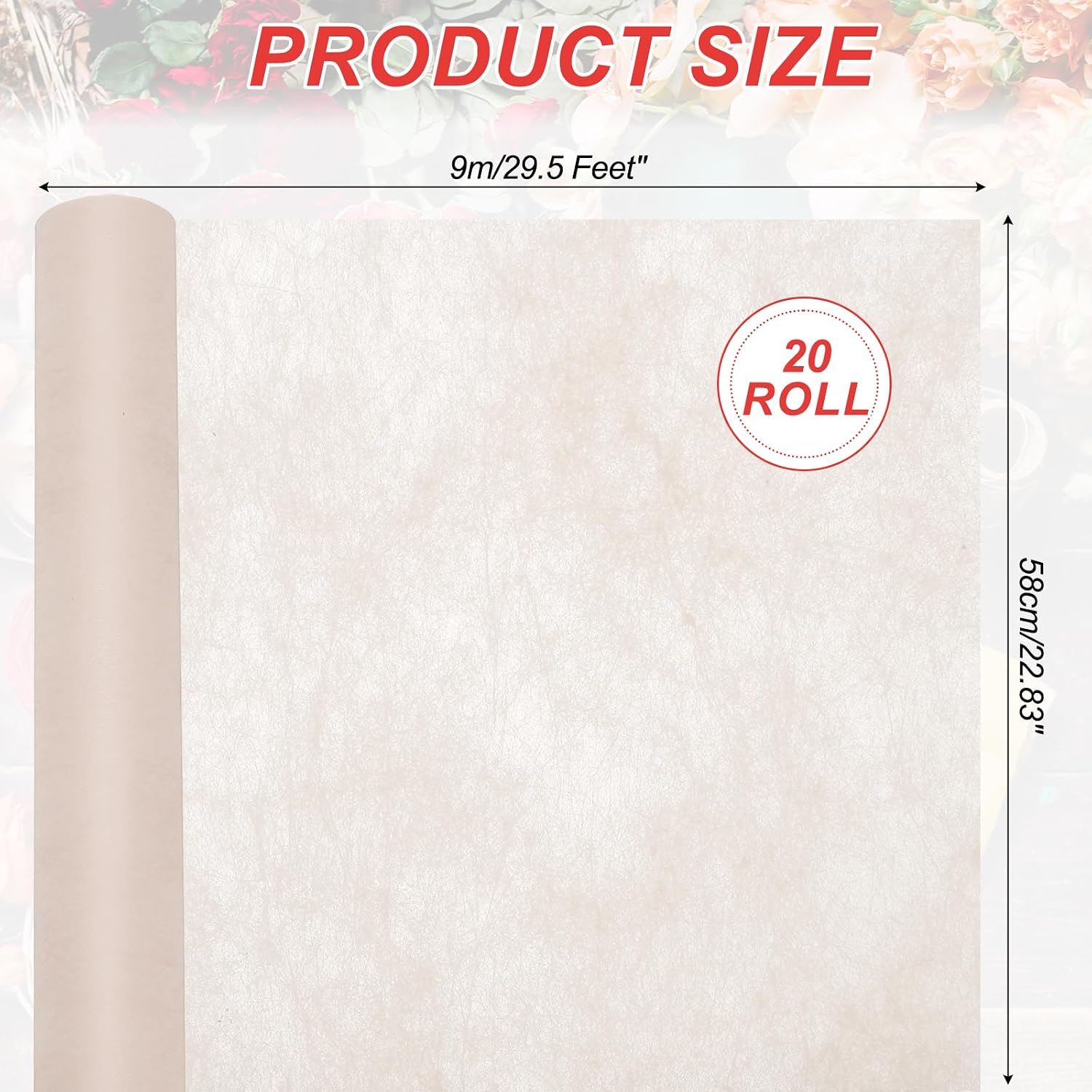 PATIKIL Flower Wrapping Paper 22.83 Inch, 20 Pcs Cotton Wrapping Flower Paper Tissue Paper for Flower Bouquet Gift Wrapping Valentine's Day Graduation Gift Floral Wrap, Cherry Pink