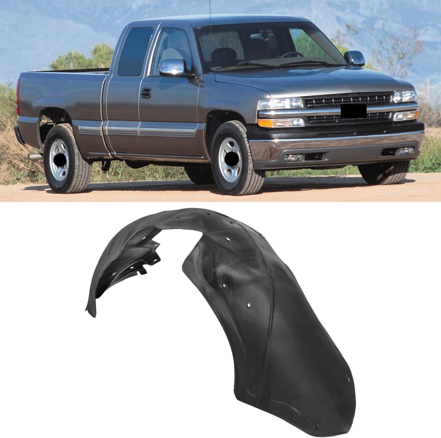 Fender Liner Inner Panel For 1999-2007 Chevrolet Silverado 1500 GMC Sierra 1500 Front Passenger Side RH Wheel Liner Splash Shields Guard OEM 15095669 15095671