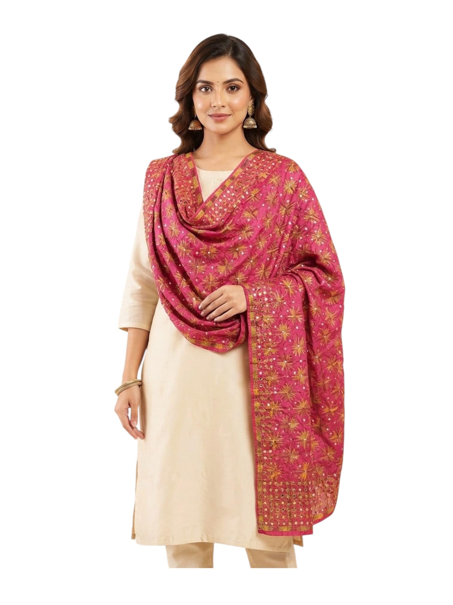 Women's Phulkari Dupatta Hand Embroidered Punjabi Floral dupatta-image-43