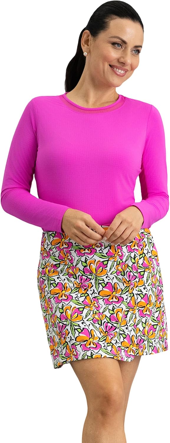 IBKUL UPF 50+ Sun Protection, Icefil Cooling, Moisture-Wicking Sonia Faux Wrap Skort