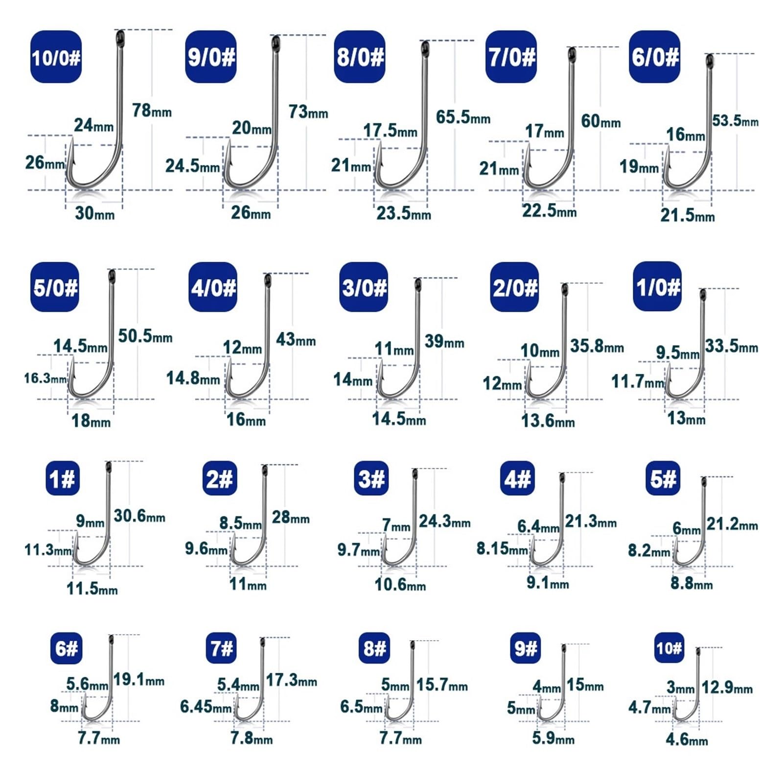 Hameçon de pêche à l'eau de mer, 50 à 200 pièces, Bec barbelé, hameçon à Longue Tige, Carpe, gabarit, ver, appât(Size-3-0 Gap-11mm,200 Pcs)