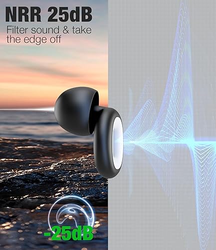 Miniatura 5 de Haceryc Tapones para los oídos para dormir, con cancelación de ruido, tapones para los oídos reutilizables de 25 dB para sensibilidad al ruido,