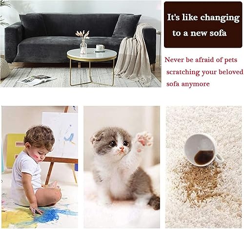 Miniatura 7 de APLUSH Funda elástica para sofá modular de 1, 2, 3, 4 plazas, estilo L, protector de sofá para mascotas, funda de sofá para mascotas, niños, lavable