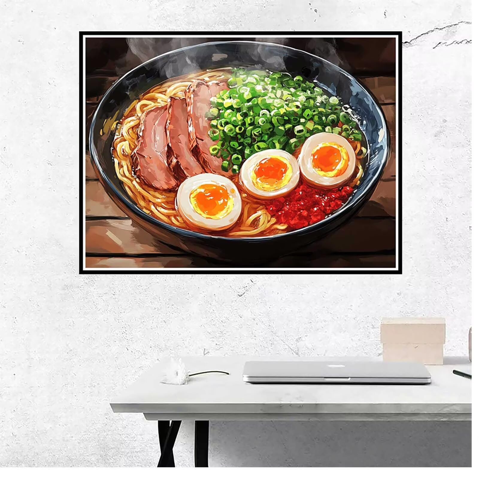Malen Nach Zahlen Erwachsene, Malen Nach Zahlen Handgezogene Nudeln Paint by Numbers Gourmet-Essen Painting by Numbers Set Erwachsene mit Pinsel und Acrylfarben Set, Deko Wohnzimmer 90x70CM -yym1258