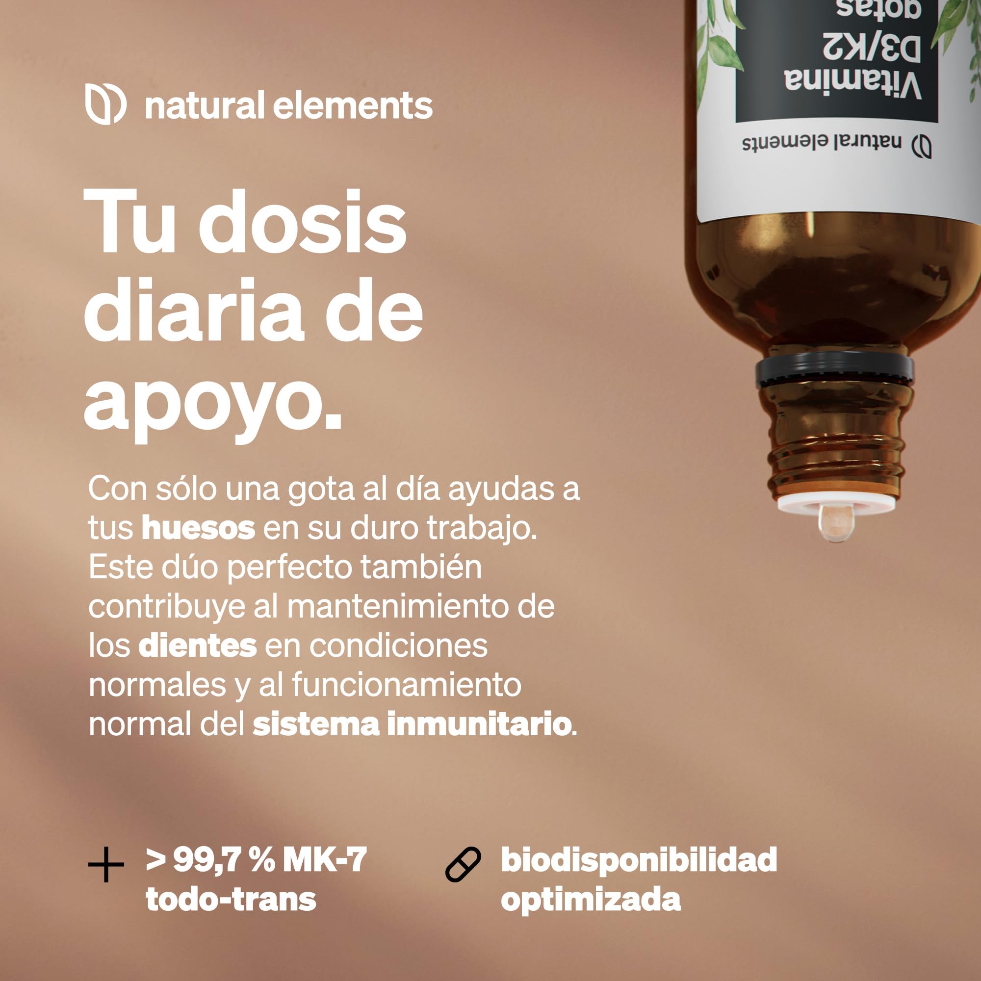 Vitamina D3 + K2 en gotas, 50 ml - Primera calidad: >99,7% all-trans (K2VITAL® de Kappa) + D3 altamente biodisponible - Probado en laboratorio, alta dosificación, líquido