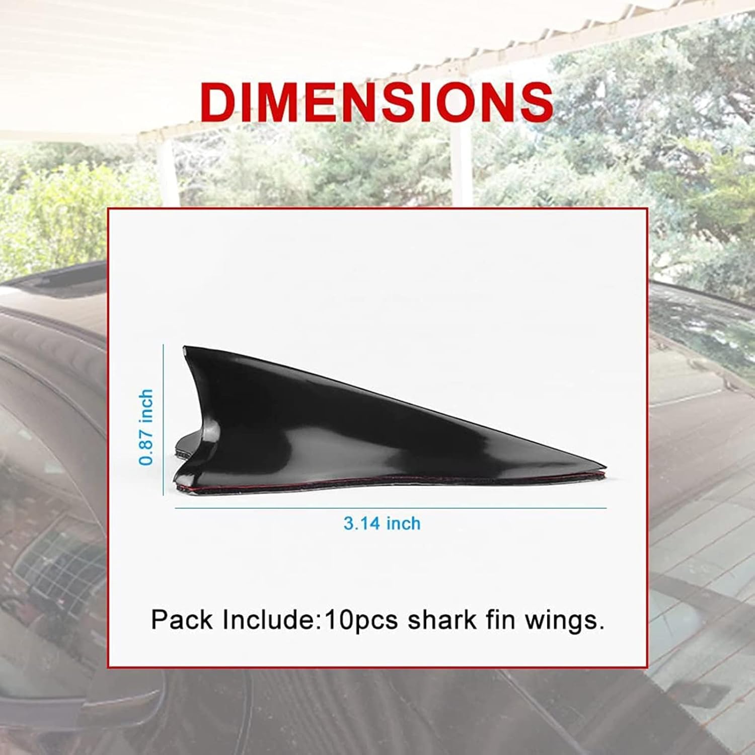 RULLINE Air Vortex Generator Diffuser Shark Fin 10pcs Set Kit Compatible with Spoiler Roof Wing Pointed End Style Black