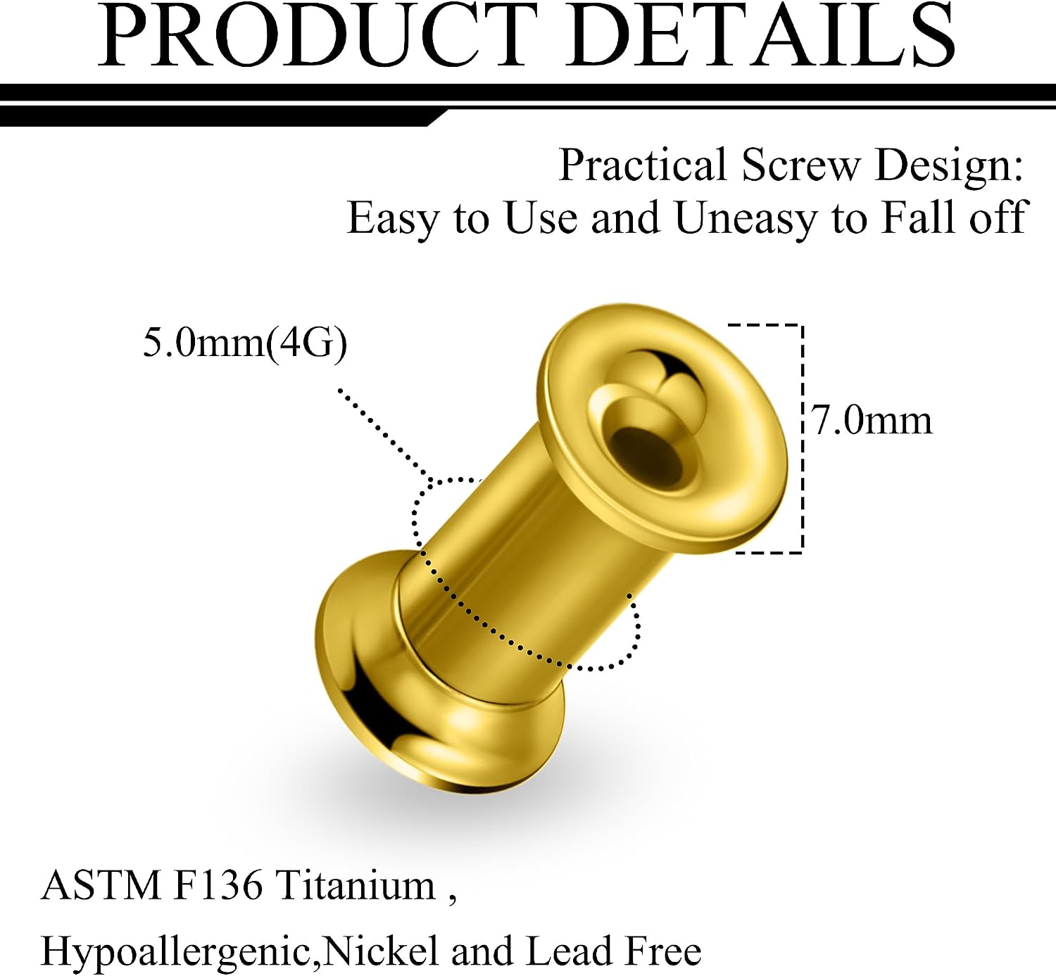 Ruifan Gauges For Ears ASTM F136 Titanium Double Flare Tapers Screw Tunnel Gauges Earrings Ear Expander Stretching Kit Plugs Piercing For Women Men 10G 8G 6G 4G 2G 0G 00G