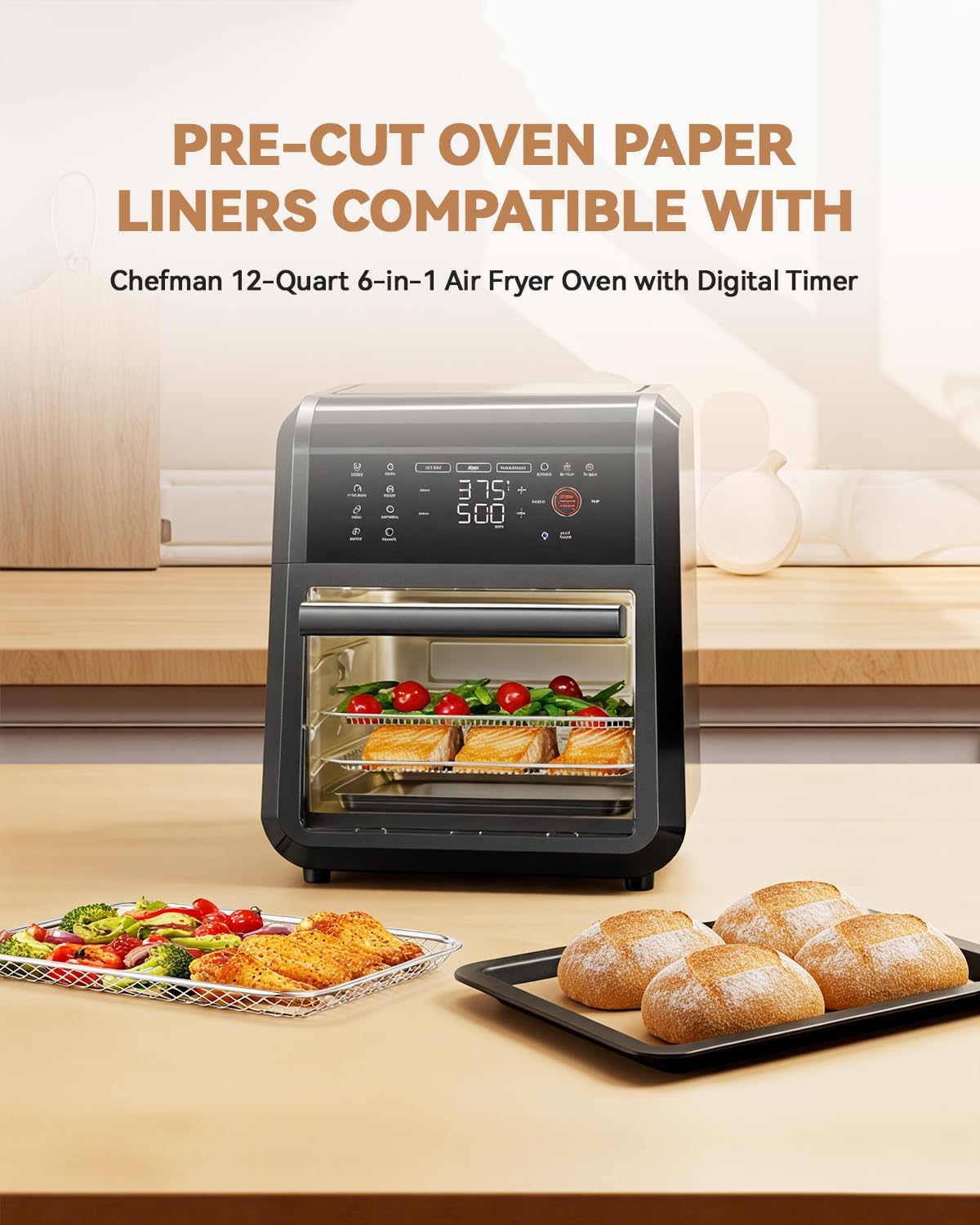 125PCs Air Fryer Parchment Paper Liners Compatible with Chefman 12-Quart