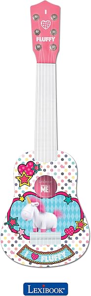 Lexibook Universal Moi, Moche et Méchant 3 Agnès & Fluffy Ma première Guitare, 6 Cordes en Nylon, 53 cm, Guide Inclus, Rose / Blanc, K200DES1 - 4