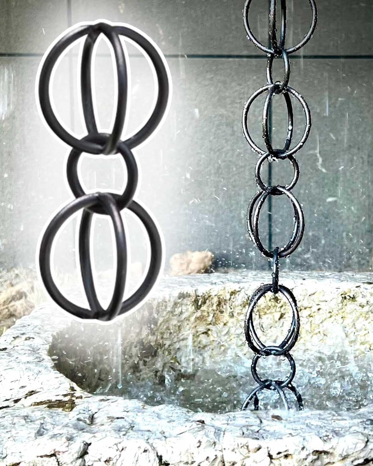 Rain Chains Hanging Rain Chain Rings for Gutters Downspouts, Aluminum Rain Guide Chains for Heavy Rain/Light Rain(1m/3.3ft)