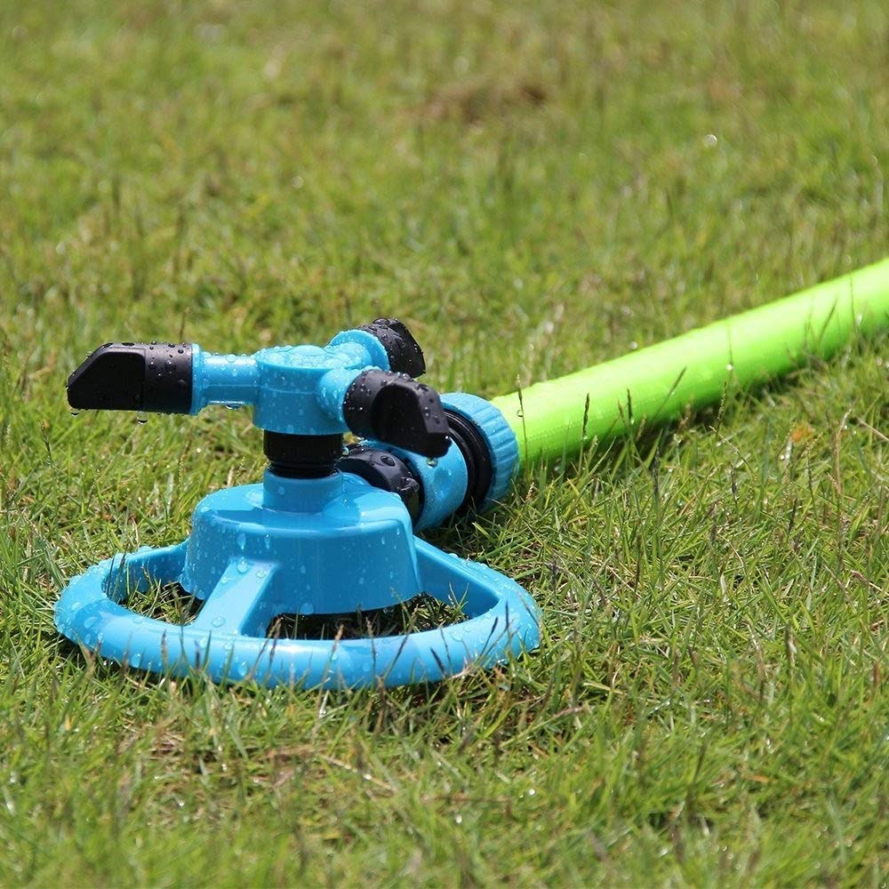 Gartensprinkler mit 3-Arm-Düsen Automatisch um 360 Grad drehbarer Rasensprenger Gartenbewässerungswerkzeuge Große Flächenabdeckung Wassersprinkler (Color : Green)