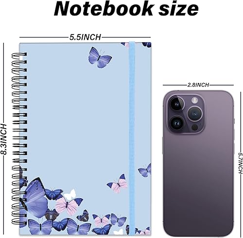 Miniatura 2 de Cuaderno de espiral, diario de tapa dura, cuaderno de espiral con rayas anchas, A5 de 5.5 x 8.3 pulgadas, papel grueso de 80 GSM, 60 hojas y 120