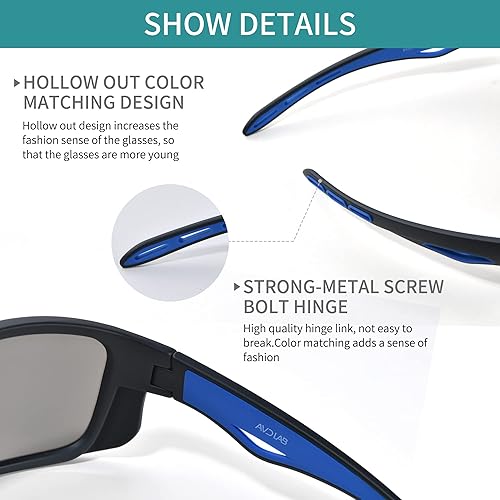 Miniatura 10 de AVDLAB Gafas de sol polarizadas resistentes a los rayos UV400 para mujeres y hombres, ciclismo, correr, pesca, béisbol, deportes al aire libre