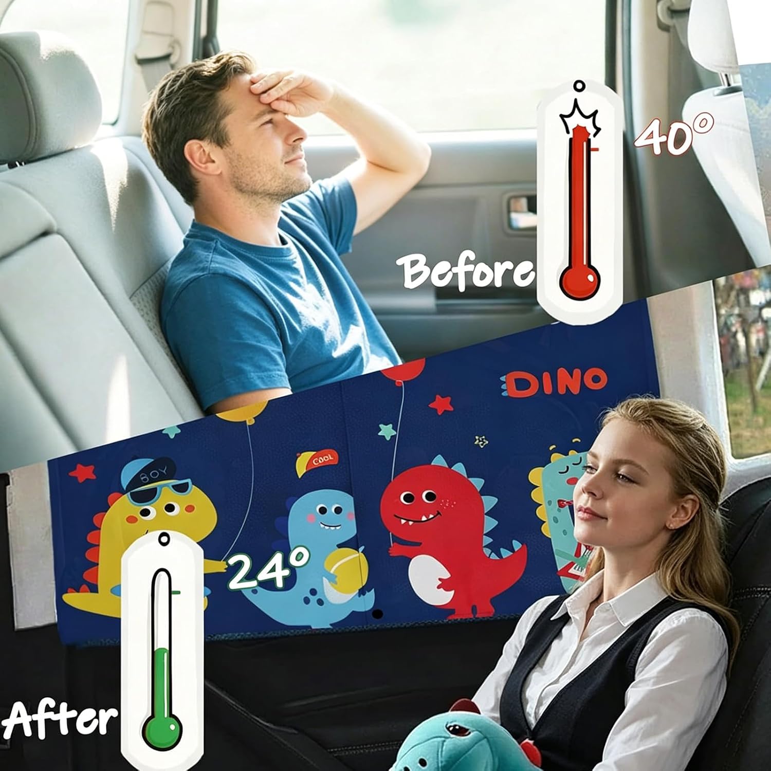 Car Window Shades, Magnetic Double Layer Sun Shade for Side Windows (27"x20") - Full Cover & Half Shade Options, Universal Fit for Car SUV Minivan