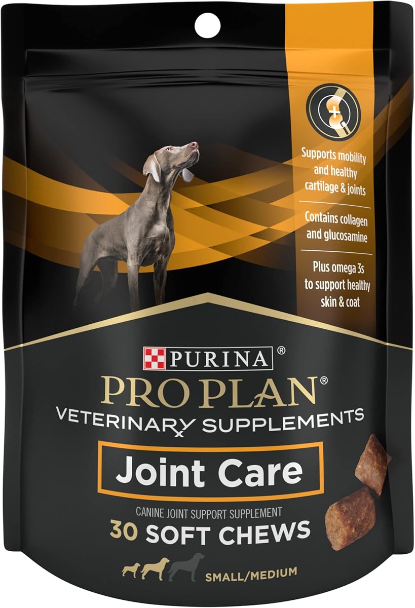 Pro Plan Veterinary Diets Joint Care Small Breed Dog Joint Supplement with Glucosamine Chondroitin Collagen and Hyaluronic Acid for Mobility Support, 30 Count